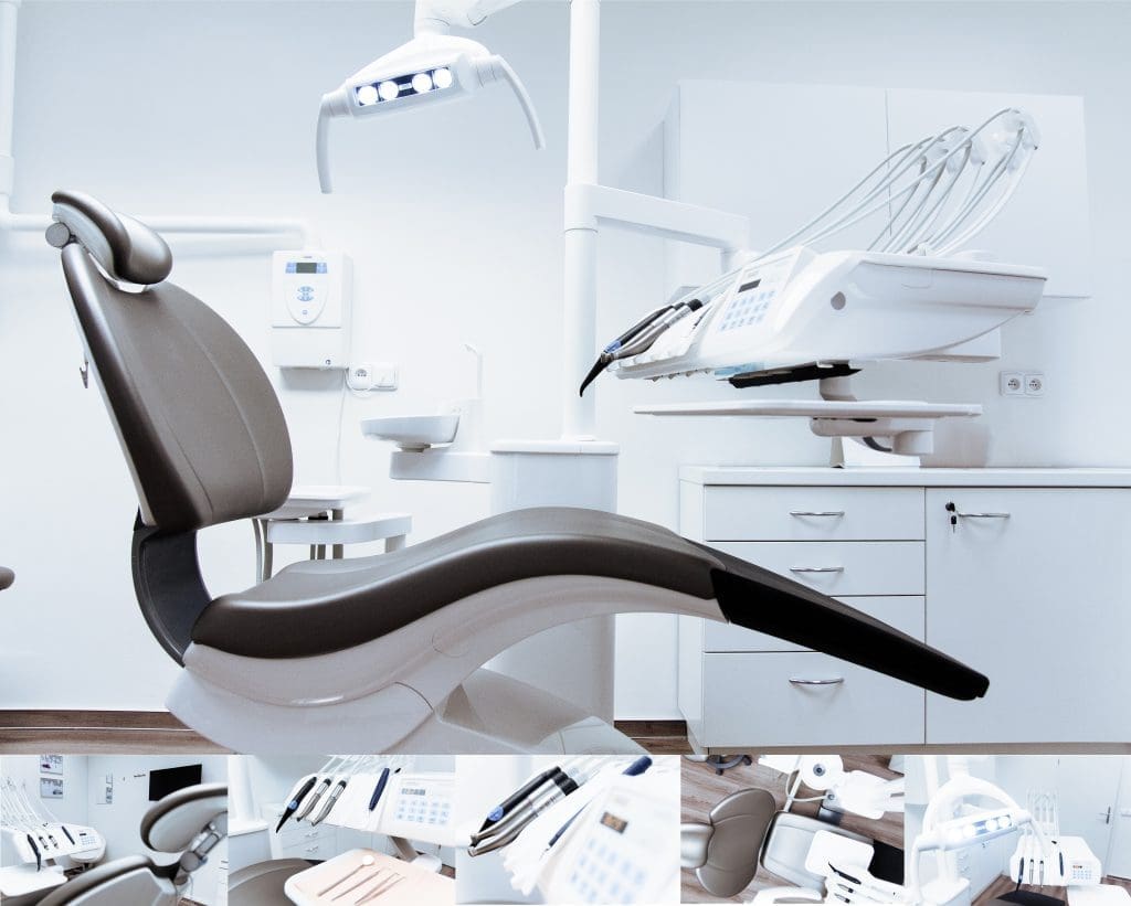A dentist chair that is black